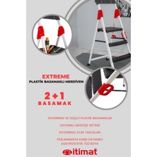 Itimat Extreme Kaliteli 2+1 Plastik Basamaklı Merdiven Hafif, Kolay Taşınabilir Ev Tipi, Mutfak ve Iş