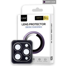 URR iPhone 14 Pro Max 3D Pvd Dioxide Kamera Lens Koruyucu Derin Mor