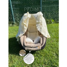 Pedimu Kışa Uygun Pike Kumaş Fırfır Detaylı 2'li Bebek Puset Örtüsü & Puset Minderi