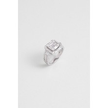 So CHIC Avangard Baget 18 Ayar Beyaz Altın Kaplama Gümüş Yüzük