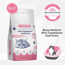 Foodline Bebek Pudrası Kokulu Ince Taneli Bentonit Topaklanan Kedi Kumu 10 Lt x 2 Adet