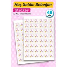 Tuğset Etiket Hoş Geldin Bebeğim Etiket Kare 3 5 cm Kız 48 Adet Bebek Yenidoğan Hediyelik Çikolata Etiketi Sticker T1125