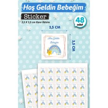 Tuğset Etiket Hoş Geldin Bebeğim Etiket Kare 3 5 cm Erkek 48 Adet Bebek Yenidoğan Hediyelik Çikolata Etiketi Sticker T1126