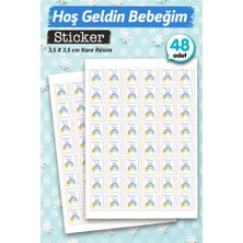 Tuğset Etiket Hoş Geldin Bebeğim Etiket Kare 3 5 cm Erkek 48 Adet Bebek Yenidoğan Hediyelik Çikolata Etiketi Sticker T1126