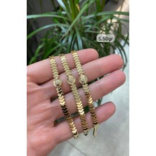 ÇGK KUYUMCULUK V Form Oval Taşlı Altın Bileklik CGKBLK0191