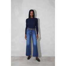 5in1Canpolat Lacivert Yüksek Bel Wide Leg Jean