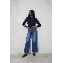 5in1Canpolat Lacivert Yüksek Bel Wide Leg Jean