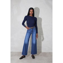 5in1Canpolat Lacivert Yüksek Bel Wide Leg Jean