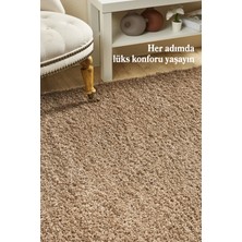 Anaska Home Modern Düz Desen Kahve Oturma Odası Halısı Salon Halısı Uzun Tüylü Yumuşak Dokulu Kolay Bakım