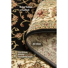 Anaska Home Iran Tarzı Barok Süsleme Siyah Oturma Odası Halısı Salon Halısı Sık Dokuma Toz Vermez Kolay Bakım