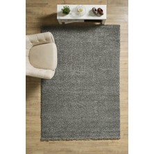 Anaska Home Modern Düz Desenli Gri Oturma Odası Halısı Salon Halısı Uzun Tüylü Yumuşak Dokulu Kolay Bakım