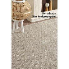 Anaska Home Modern Desenli Kahverengi Sisal Yumuşak Jüt Halı Oturma Odası Halısı Salon Halısı Antialerjik Leke Tutmaz