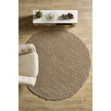 Anaska Home Modern Düz Desen Bej Oturma Odası Halısı Salon Halısı Uzun Tüylü Yumuşak Dokulu Kolay Bakım Yuvarlak