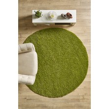 Anaska Home Modern Düz Desen Yeşil Oturma Odası Halısı Salon Halısı Uzun Tüy Yumuşak Dokulu Kolay Bakım Yuvarlak