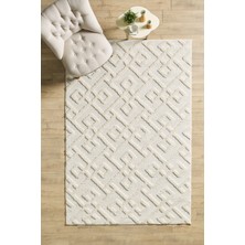 Anaska Home Boho Tasarımı Krem Oturma Odası Halısı Salon Halısı Yumuşak Dokulu Toz Vermez Kolay Bakım