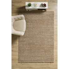 Anaska Home Modern Düz Desenli Bej Oturma Odası Halısı Salon Halısı Uzun Tüylü Yumuşak Dokulu Kolay Bakım