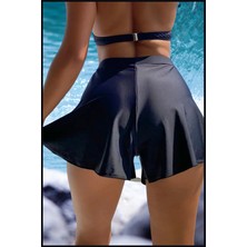 Miss Maral Kadın Siyah Deniz Havuz Şortu Etek Görünümlü Yırtmaçlı Şık Model Summer Beach Short HB11100