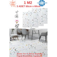 Renkli Duvarlar 1 m2 - 3 Adet 60 x 60 cm Floor Benekli - Yapışkanlı Zemin ve Duvar Kaplama Paneli - Arkası Kauçuklu Pvc 609