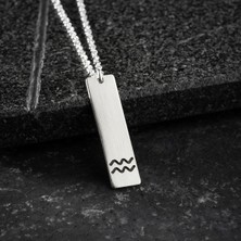 Vetro Silver Erkek Özel Tasarım Kova Burcu Gümüş Kolye