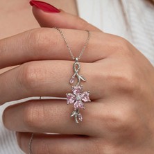 Serra Jewels Gümüş Dönen Pembe Yonca Kadın Kolye