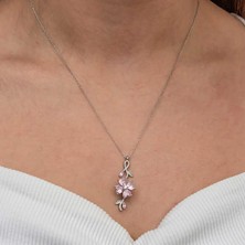 Serra Jewels Gümüş Dönen Pembe Yonca Kadın Kolye