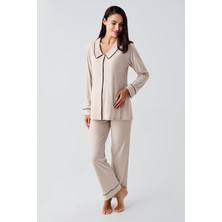 Artış Collection Bebe Yaka Düğmeli Uzun Kollu Hamile Pijama Takım 22109