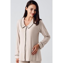 Artış Collection Bebe Yaka Düğmeli Uzun Kollu Hamile Pijama Takım 22109