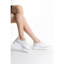 Alpelli Kadın Beyaz  Deri Günlük Spor Ayakkabı Sneaker