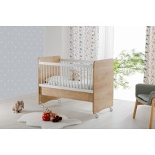 Baby When BW1066 - Pratik Kademeli Anne Yanı Tekerlekli Bebek Beşik Ahşap 60x120
