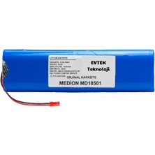 Evtek Medion MD18501 ( Kapasite) 2600MAH Robot Süpürge Bataryası