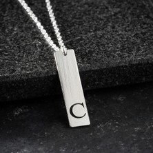 Vetro Silver Erkek 925 Ayar Gümüş Özel Tasarım C Harf Kolye
