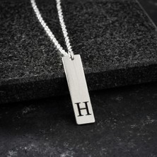 Vetro Silver Erkek 925 Ayar Gümüş Özel Tasarım H Harf Kolye