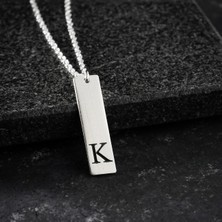 Vetro Silver Erkek 925 Ayar Gümüş Özel Tasarım K Harf Kolye
