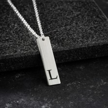 Vetro Silver Erkek 925 Ayar Gümüş Özel Tasarım L Harf Kolye