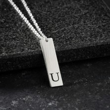 Vetro Silver Erkek 925 Ayar Gümüş Özel Tasarım U Harf Kolye