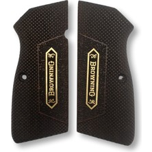 Zib Grips Silah Kabzası - Zig 14, Browning Hp, High Power 14, Spor Kasa ile Uyumlu - Koyu Kahverengi Renk - Metal Logolu - BRWHPSCV018L1