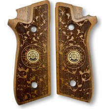 Zib Grips Silah Kabzası - Cybergun, Taurus PT92 ile Uyumlu - Açık Kahverengi Renk - Metal Logolu - TRSPT92UC004L1