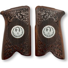 Zib Grips Silah Kabzası - Ruger P85 Serisi ile Uyumlu - Koyu Kahverengi Renk - Metal Logolu - RGRP85CV003L1