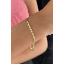 Fiyonk Kuyumculuk 14 Ayar Altın Omega Kilit Detaylı Balıksırtı Bileklik 2,50 mm