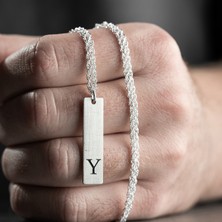 Vetro Silver Erkek 925 Ayar Gümüş Özel Tasarım Y Harf Kolye