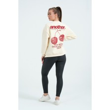 Kadın Bej Femuar Detaylı Şardonlu Örme Sweatshirt