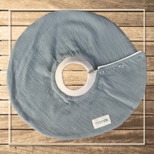 Momas Ribana Yaka Çift Kat Müslin Kumaş Çıtçıtlı Mama & Salya Önlüğü Yeşil Renk