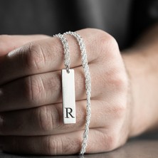Vetro Silver Erkek 925 Ayar Gümüş Özel Tasarım R Harf Kolye