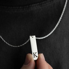 Vetro Silver Erkek 925 Ayar Gümüş Özel Tasarım K Harf Kolye