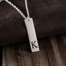 Vetro Silver Erkek 925 Ayar Gümüş Özel Tasarım K Harf Kolye