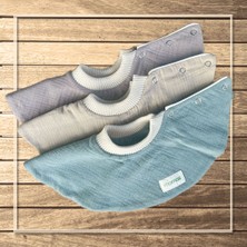 Momas Ribana Yaka Çift Kat Müslin Kumaş Çıtçıtlı Mama & Salya Önlüğü Bej Renk