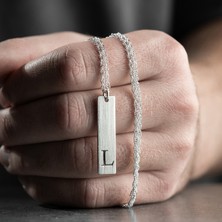 Vetro Silver Erkek 925 Ayar Gümüş Özel Tasarım L Harf Kolye