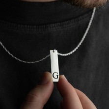 Vetro Silver Erkek 925 Ayar Gümüş Özel Tasarım G Harf Kolye