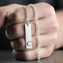 Vetro Silver Erkek 925 Ayar Gümüş Özel Tasarım C Harf Kolye