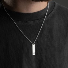 Vetro Silver Erkek 925 Ayar Gümüş Özel Tasarım C Harf Kolye